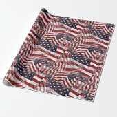 Patroon van Amerikaanse vlag Red White Blue Stripe Cadeaupapier (Uitgerold)