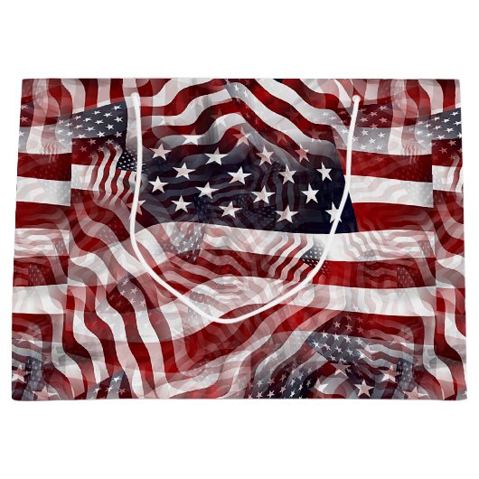 Patroon van Amerikaanse vlag Red White Blue Stripe Groot Cadeauzakje (Voorkant)