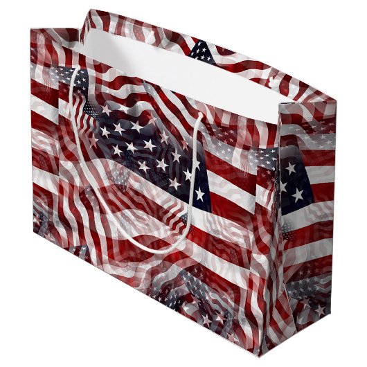 Patroon van Amerikaanse vlag Red White Blue Stripe Groot Cadeauzakje (Achterkant Gekanteld)