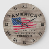 Patroon van Amerikaanse vlag Red White Blue Stripe Grote Klok (Voorkant)