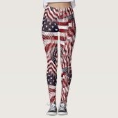 Patroon van Amerikaanse vlag Red White Blue Stripe Leggings (Voorkant)