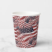 Patroon van Amerikaanse vlag Red White Blue Stripe Papieren Bekers (Achterkant)