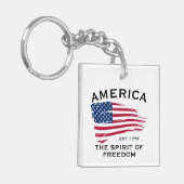 Patroon van Amerikaanse vlag Red White Blue Stripe Sleutelhanger (Voorkant Links)