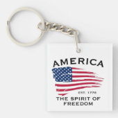 Patroon van Amerikaanse vlag Red White Blue Stripe Sleutelhanger (Voorkant)