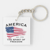 Patroon van Amerikaanse vlag Red White Blue Stripe Sleutelhanger (Achterkant)