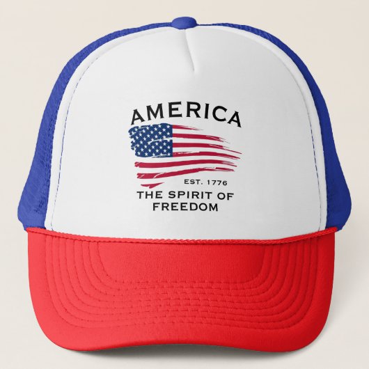 Patroon van Amerikaanse vlag Red White Blue Stripe Trucker Pet (Voorkant)