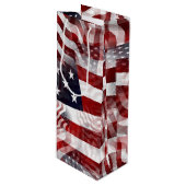 Patroon van Amerikaanse vlag Red White Blue Stripe Wijn Cadeautas (Voorkant Gekanteld)