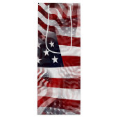 Patroon van Amerikaanse vlag Red White Blue Stripe Wijn Cadeautas (Voorkant)