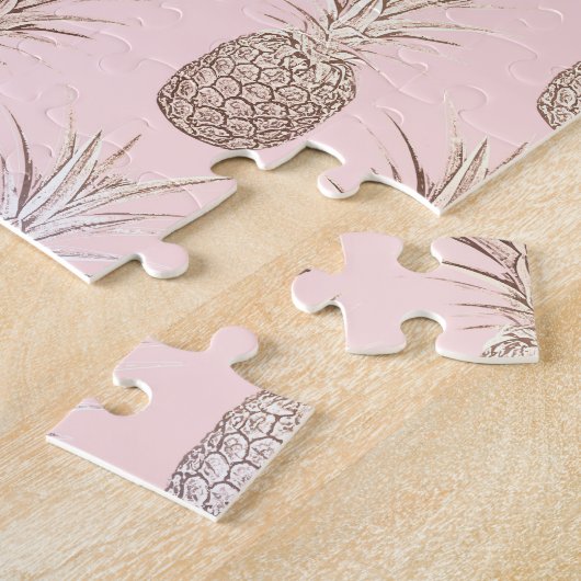 patroon van ananassen met gulden en blozen legpuzzel (Zijkant)