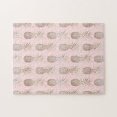 patroon van ananassen met gulden en blozen legpuzzel (Horizontaal)