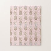 patroon van ananassen met gulden en blozen legpuzzel (Verticaal)