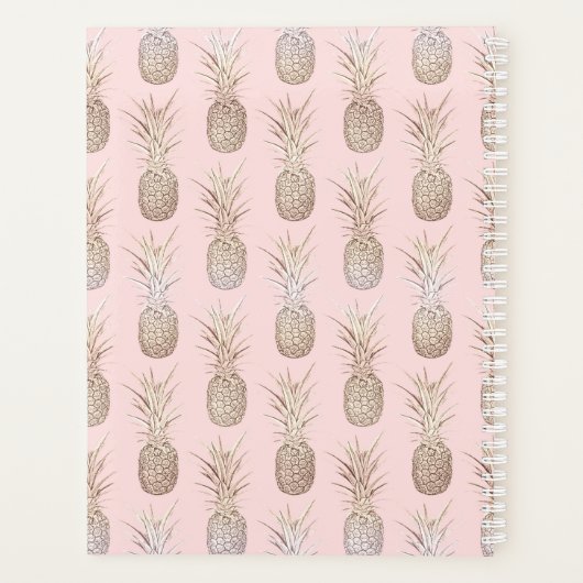 patroon van ananassen met gulden en blozen planner (Achterkant)