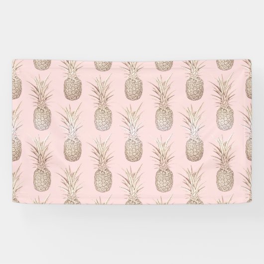patroon van ananassen met gulden en blozen spandoek (Horizontaal)