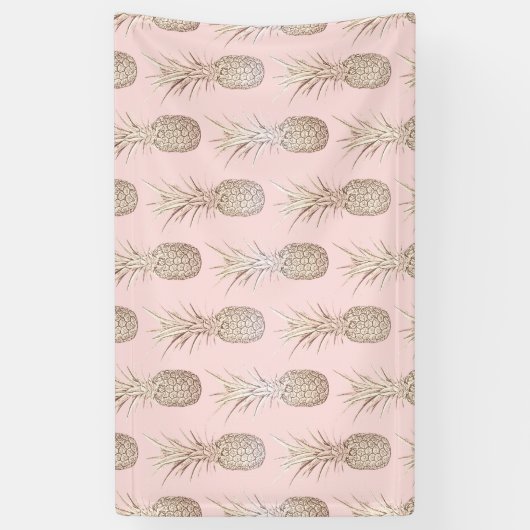 patroon van ananassen met gulden en blozen spandoek (Verticaal)