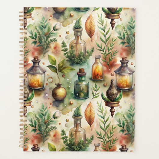 Patroon van antieke apothekersflessen planner (Voorkant)