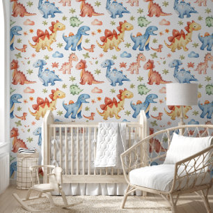Patroon van Baby Dino Behang