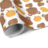 Patroon van Beren, luiers, Herfst, pompoenen Cadeaupapier (Rol Hoek)