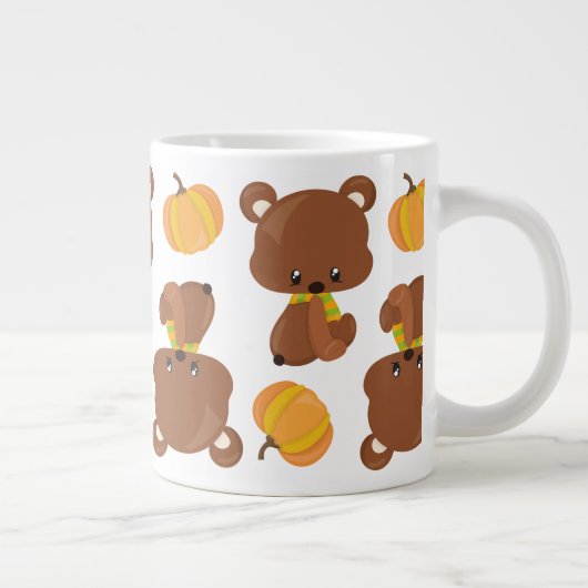 Patroon van Beren, luiers, Herfst, pompoenen Grote Koffiekop (Rechts)