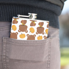 Patroon van Beren, luiers, Herfst, pompoenen Heupfles