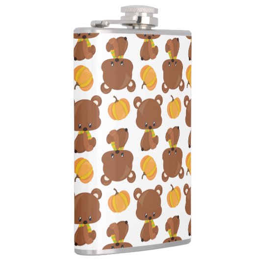 Patroon van Beren, luiers, Herfst, pompoenen Heupfles (Rechts)