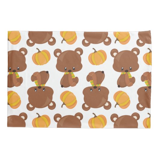 Patroon van Beren, luiers, Herfst, pompoenen Kussensloop (Achterkant)