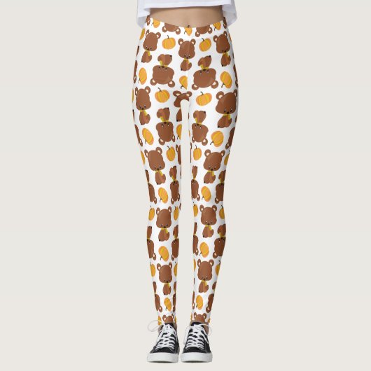 Patroon van Beren, luiers, Herfst, pompoenen Leggings (Voorkant)