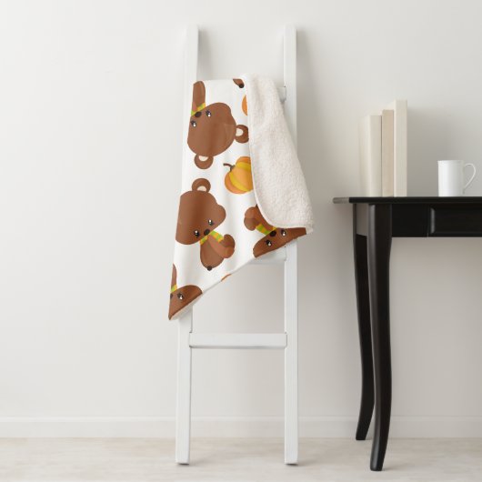 Patroon van Beren, luiers, Herfst, pompoenen Sherpa Deken (In situ)