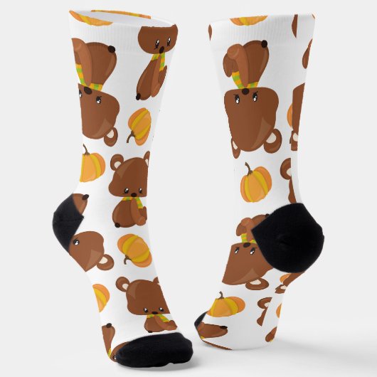 Patroon van Beren, luiers, Herfst, pompoenen Sokken (Gebogen)