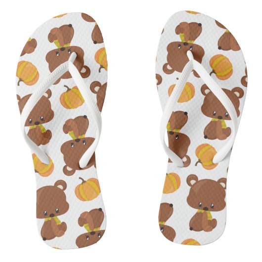 Patroon van Beren, luiers, Herfst, pompoenen Teenslippers (Voetbed)