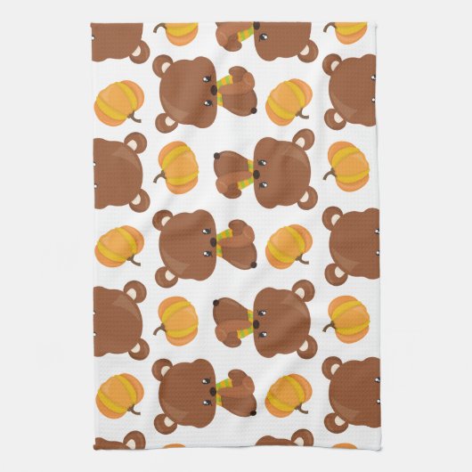 Patroon van Beren, luiers, Herfst, pompoenen Theedoek (Verticaal)