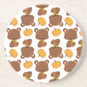 Patroon van Beren, luiers, Herfst, pompoenen Zandsteen Onderzetter (Voorkant)