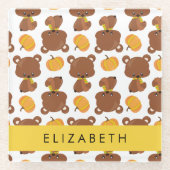 Patroon van Beren, schattige Beren, pompoen, Jouw  Glazen Onderzetter (Voorkant)