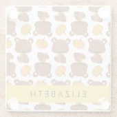 Patroon van Beren, schattige Beren, pompoen, Jouw  Glazen Onderzetter (Achterkant)