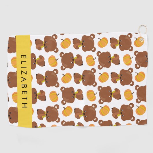 Patroon van Beren, schattige Beren, pompoen, Jouw  Golfhanddoek (Horizontaal)