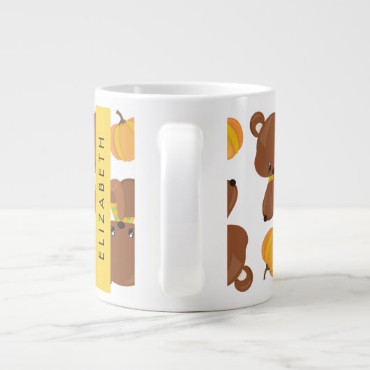 Patroon van Beren, schattige Beren, pompoen, Jouw  Grote Koffiekop (Achterkant)