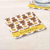 Patroon van Beren, schattige Beren, pompoen, Jouw  Kartonnen Onderzetters (Schuin)