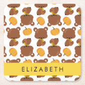 Patroon van Beren, schattige Beren, pompoen, Jouw  Kartonnen Onderzetters (Voorkant)