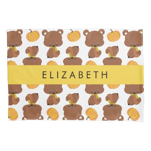 Patroon van Beren, schattige Beren, pompoen, Jouw  Kussensloop (Voorkant)