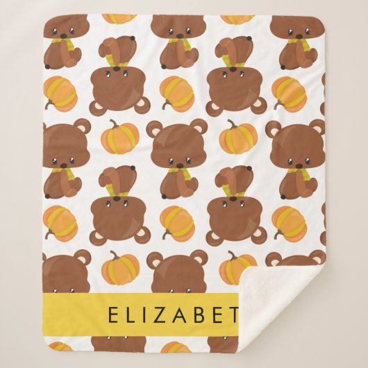 Patroon van Beren, schattige Beren, pompoen, Jouw  Sherpa Deken (Voorkant)