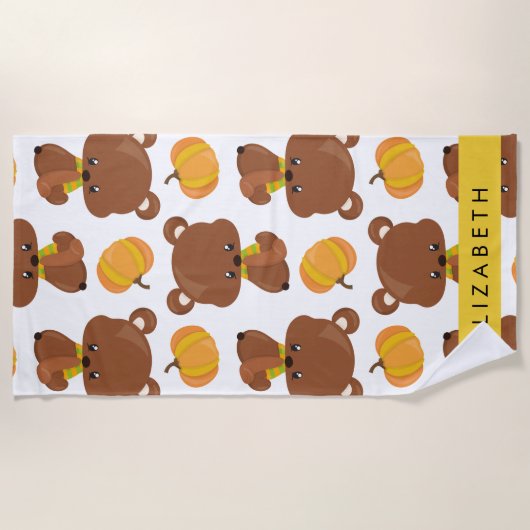 Patroon van Beren, schattige Beren, pompoen, Jouw Strandlaken (Voorkant)
