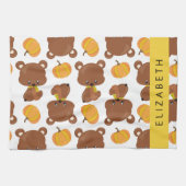 Patroon van Beren, schattige Beren, pompoen, Jouw  Theedoek (Horizontaal)