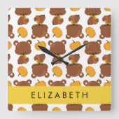 Patroon van Beren, schattige Beren, pompoen, Jouw  Vierkante Klok (Voorkant)