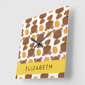 Patroon van Beren, schattige Beren, pompoen, Jouw  Vierkante Klok (Hoek)