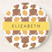 Patroon van Beren, schattige Beren, pompoen, Jouw Zandsteen Onderzetter (Voorkant)