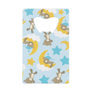 Patroon van Beren, stutten, teddydraden, sterren Creditkaart Flessenopener