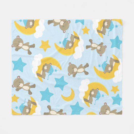 Patroon van Beren, stutten, teddydraden, sterren Fleece Deken (Voorkant (Horizontaal))