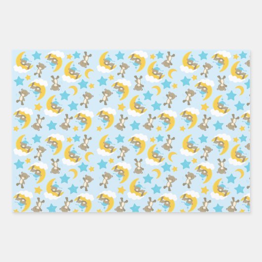 Patroon van Beren, stutten, teddydraden, sterren Inpakpapier Vel (Voorkant 3)