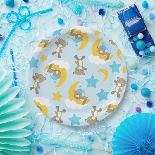 Patroon van Beren, stutten, teddydraden, sterren Papieren Bordje (Feest)