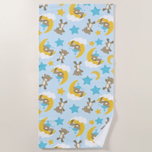 Patroon van Beren, stutten, teddydraden, sterren Strandlaken (Voorkant)