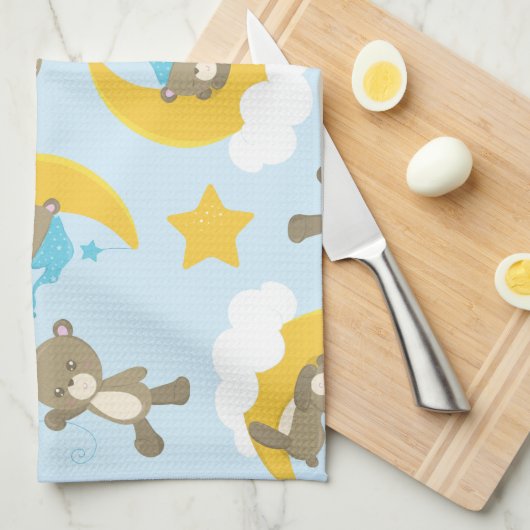 Patroon van Beren, stutten, teddydraden, sterren Theedoek (Quarter Fold)